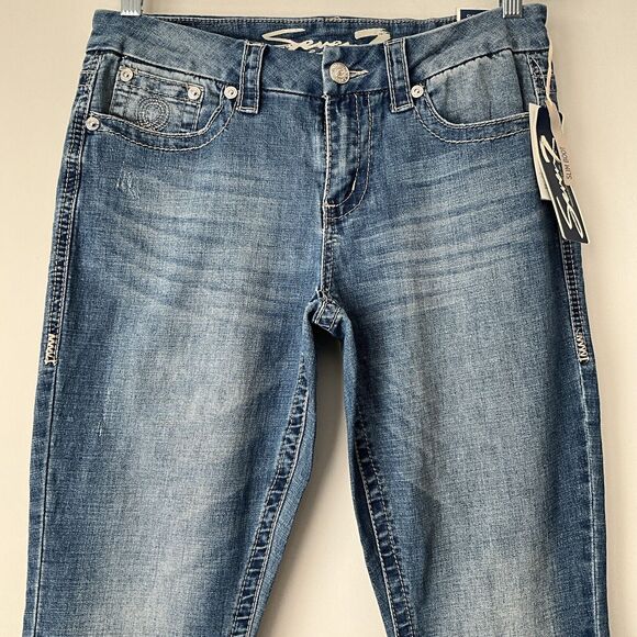 Seven7 Jeans Blue Slim Bootcut Rhinestone Pockets 10 - Picture 4 of 8